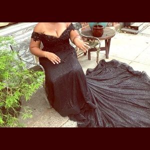 Custom all black,sequined wedding gown